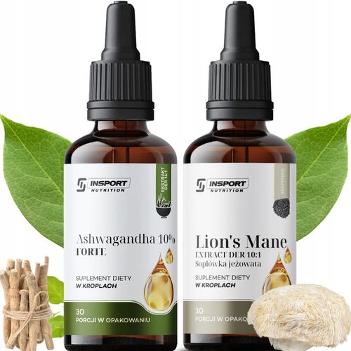 ASHWAGANDHA + SOPLÓWKA JEZOWATA 2x 30ml Adaptogeny Koncentracja | INSPORT na Arena.pl
