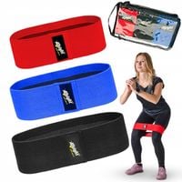 ZESTAW 3 GUM DO ĆWICZEŃ HIP MINI BAND, MOCNE GUMY OPOROWE MATERIAŁOWE