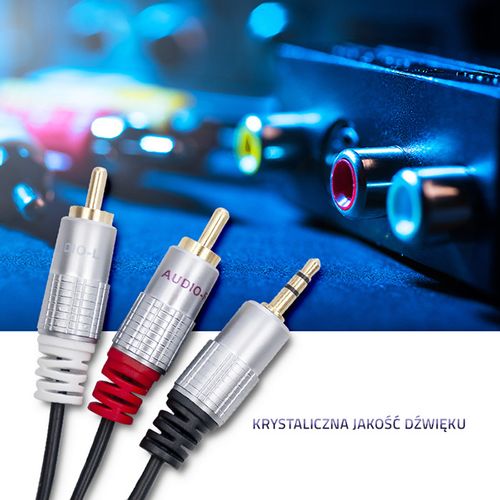 Qoltec Kabel 2x RCA / Mini Jack 3.5mm| 1m | Czarny na Arena.pl