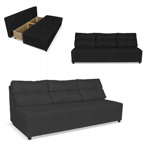 Kanapa sofa KIMO funkcja spania pojemnik Family Meble Hunter czarny welur na Arena.pl