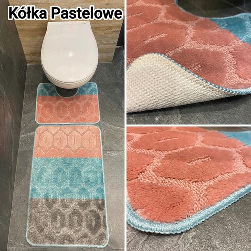 Komplet 2-częściowy dywanik łazienkowy podgumowany szybkoschnący mix wzorów na Arena.pl