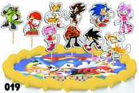 TOPPERY NA TORT OZDOBNE DEKORACJA ZESTAW - SONIC SONIK BAJKA 10szt.