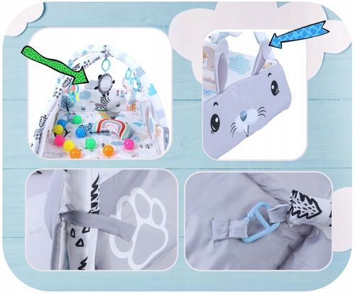 Duża Mata Edukacyjna Miękka Interaktywna 4w1 Poduszka Minky 20 piłek na Arena.pl