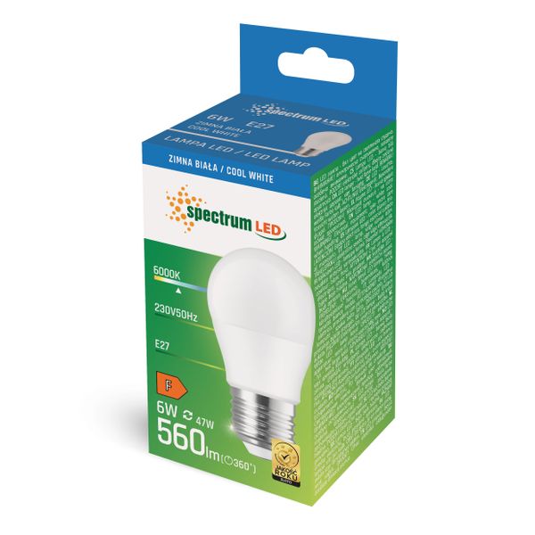 Żarówka LED E27 kulka 6W=50W barwa zimna CW WOJ+13025 10 SZTUK SPECTRUM LED zdjęcie 4