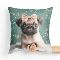 Poduszka Pies Mopsik - Poduszka Dekoracyjna Tył poduszki: - Czerwony