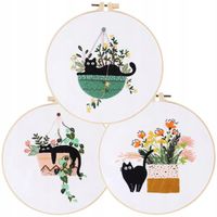 Zestaw do haftowania wyszywania haftu diy mulina koty gotowe wzory 3 szt.