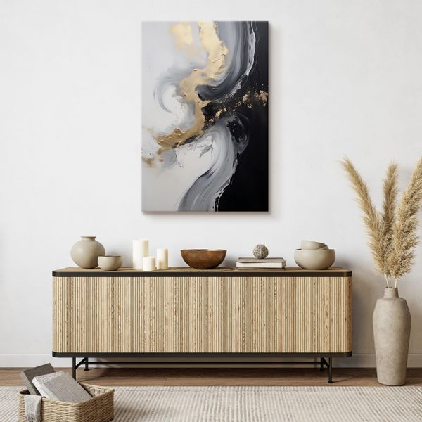 Obraz Ścienny Czarno-Biały MARMUR Nowoczesna Abstrakcja 30cm x 20cm zdjęcie 11