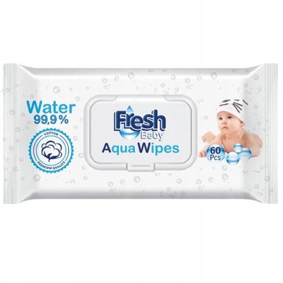 6x60 Chusteczki Nawilżane AQUA WIPES dla Dzieci Mokre 99% Pure Water na Arena.pl