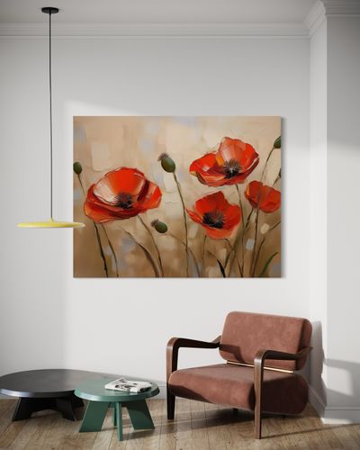Obraz na płótnie, Malowane Maki 100x70 na Arena.pl