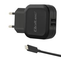 Qoltec Ładowarka sieciowa 5V | 3.4A | 17W | 2xUSB + kabel USB typ C