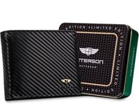 poziomy, skórzany portfel męski carbon - peterson