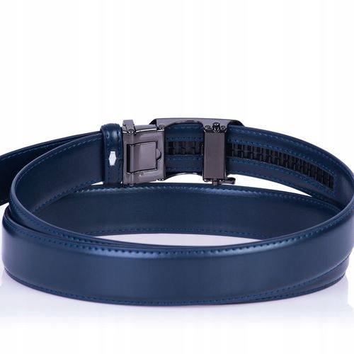 Pasek Męski Skórzany GRANATOWY klamra automatyczna na Arena.pl