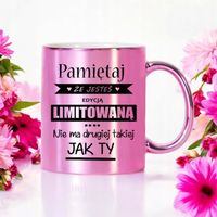 KUBEK RÓŻOWY METALIK PREZENT DLA DZIEWCZYNY KOLEŻANKI ŻONY NA RÓŻNE OKAZJE