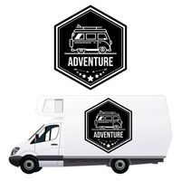 NAKLEJKA NA SAMOCHÓD sześciokąt adventure napis gwiazdki KAMPER auto 70 cm