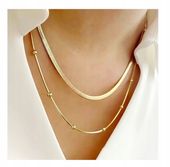 NASZYJNIK ZŁOTY STAL CHIRURGICZNA PODWÓJNY ŻMIJKI KULECZKI