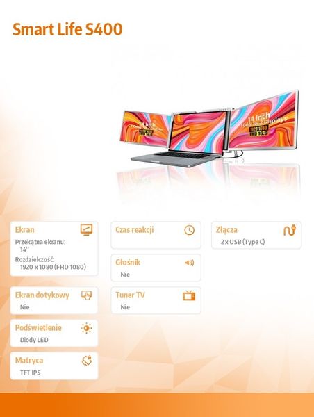 Monitor do laptopa Extralink Dual Screen S400 14" Full HD IPS zdjęcie 9