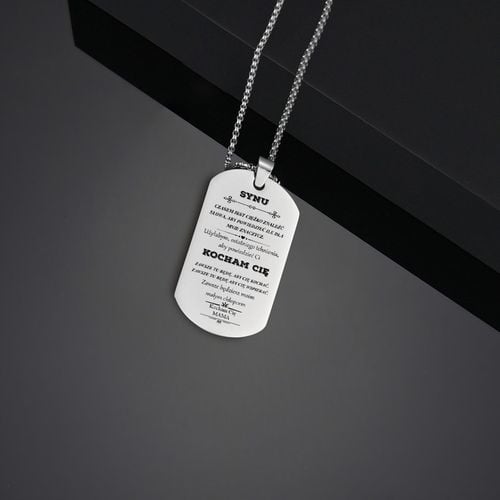 Srebrny Nieśmiertelnik Grawer Prezent dla Syna od Mamy Naszyjnik Męski BOX na Arena.pl