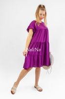 Sukienka krótki rękaw z falbankami Rosa Amarantowa UNI