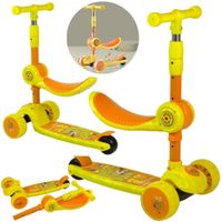 Hulajnoga Trójkołowa Balansowa Siodełko Żółte Muzyka Diody Wiewiórka