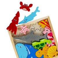 PUZZLE DREWNIANE UKŁADANKA 12 elementów ZWIERZĘTA morskie MEGA CREATIVE