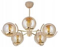 Żyrandol Jacob Beżowo-złoty 5xE14 60 cm Szklany Lampa Sufitowa Salon Taupe