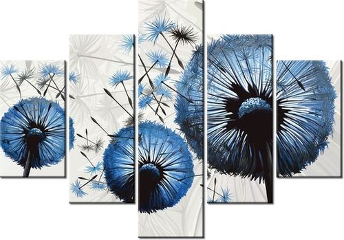 70 100CM OBRAZ 5 ELEM DMUCHAWCE NIEBIESKIM KOLORZE DRUK PŁÓTNO na Arena.pl