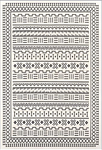 Stylowy dywan 120x180 cm – bawełniany, biały z czarnym wzorem na Arena.pl