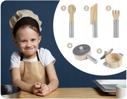 ZESTAW KUCHNIA DREWNIANA DLA DZIECI KUCHENKA RETRO DUŻA PALNIKI + ACKESORIA na Arena.pl