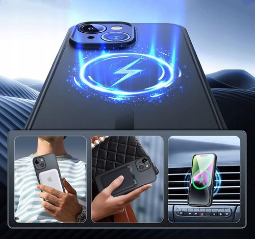 Etui WZMACNIANE 360° MATT CASE do MAGSAFE + Szkło 9H do Iphone 15 na Arena.pl
