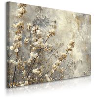 Obraz Canvas Do Salonu Białe Kwiaty Natura Beton Abstrakcja 90cm x 60cm