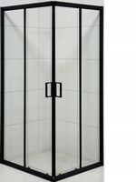 Kabina Prysznicowa Czarna Loft 90 x 70 Przesuwna + Brodzik Biały 5 cm+Syfon