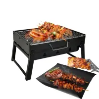 ZESTAW GRILL WĘGLOWY TURYSTYCZNY SKŁADANY WALIZKA+ 4x MATA TEFLONOWA