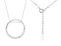 Rodowany srebrny naszyjnik gwiazd celebrytka kółko circle ring cyrkonie srebro 925 Z1456N