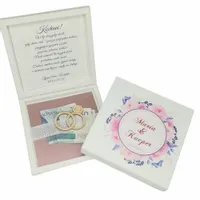 Pudełko ala koperta Pamiątka ŚLUB ślubny prezent pieniądze drewno biel