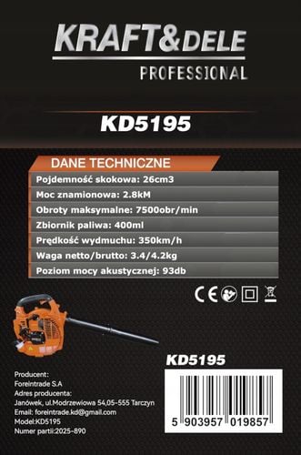 dmuchawa spalinowa 2,8km kd5195 na Arena.pl
