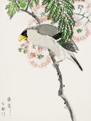 Plakat 30x40cm Masked Hawfinch, Kashu Japoński Vintage do Salonu