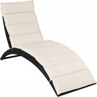 Leżak ogrodowy rattanowy z beżową poduszką leżanka