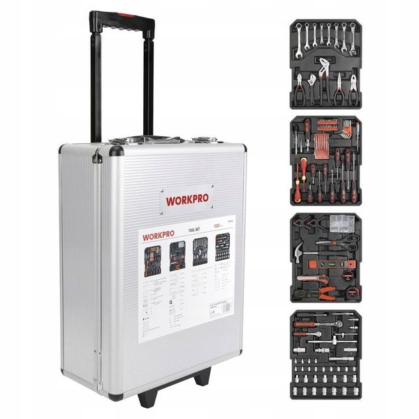 Zestaw narzędzi w walizce aluminiowej 1050 elementów walizka na kółkach zdjęcie 2