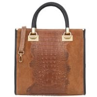 VERA PELLE torebka damska zamszowa klasyczna kroko z paskiem V602 camel