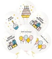 Balony urodzinowe Happy Birthday wielokolorowe 30cm 6szt