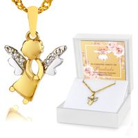 ZŁOTY ŁAŃCUSZEK 585 NASZYJNIK ANIOŁEK NA CHRZEST PAMIĄTKA CHRZTU GRAWER