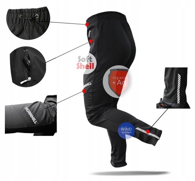 Spodnie Rowerowe Techno Wiatroszczelne Membrana Wind i Soft Kieszenie zdjęcie 2