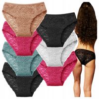 7x Majtki Damskie Bawełniane FiGi Koronkowe Kobiece Seksowne KORONKOWE