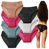 7x Majtki Damskie Bawełniane FiGi Koronkowe Kobiece Seksowne KORONKOWE