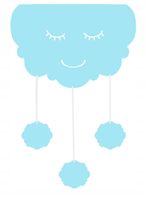 Ozdoba do pokoju dziecka lambrekin z zawieszkami CHMURKA niebieska 60x95