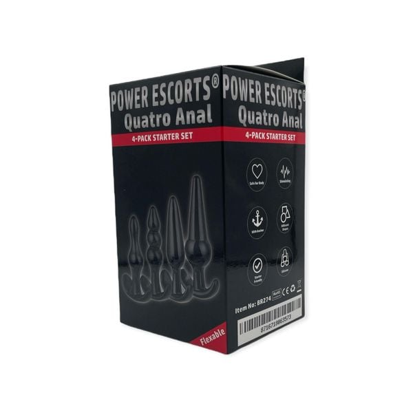 Plug-Quatro Anal Plugs Starter Set- 4-Pack Black zdjęcie 4