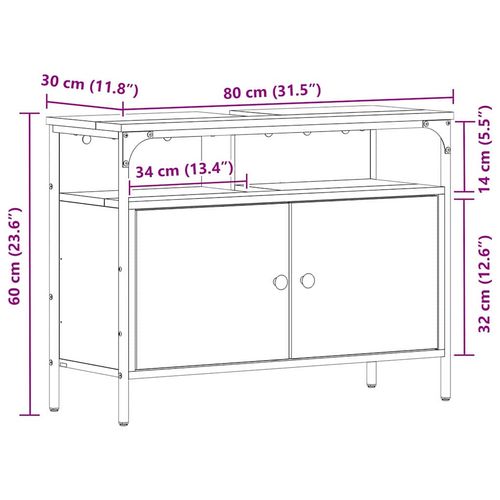 Szafka pod umywalkę z półką Czarny dąb 80 x 30 x 60 cm na Arena.pl