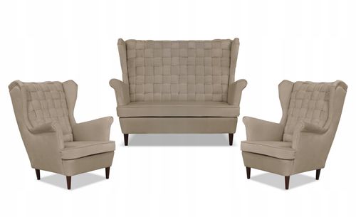 Zestaw wypoczynkowy Carol sofa fotele paski beżowy na Arena.pl