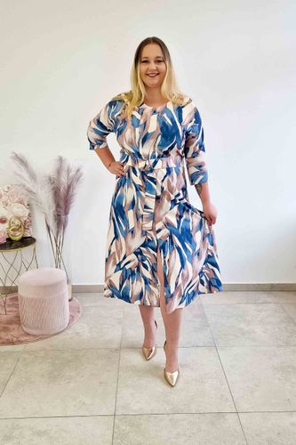 Sukienka Maxi we Wzór Liście z Paskiem 46 na Arena.pl