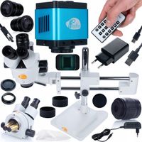 MIKROSKOP STEREOSKOPOWY TRINOKULAROWY SUWNICA KAMERA 4K UHD MEGA ZESTAW